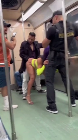 Luna Bella's steamy subway solo show: Latina hottie's big tits and ass in action porn video